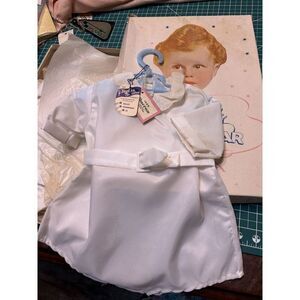 Vintage Phillipe Monet Infant Christening Outfit White Satin Size 6-9M